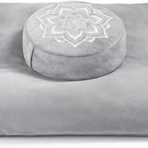Meditation Zafu Cushion Set with Buckwheat Hulls & Memory Foam